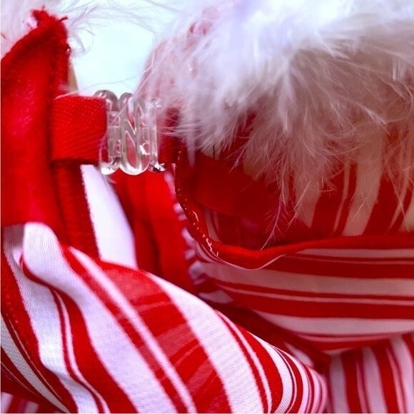 Inner Secrets Red White Stripe Feather Trim Babydoll Nightie Lingerie Sz S - Picture 12 of 12